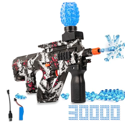 Image of GELGLOCK Electric & Manual AUG Gel Ball Blaster with Front Grip, Water Bead Gun Team Shooting Game, Automatic Submachine Gun Toys for Outdoor Fun