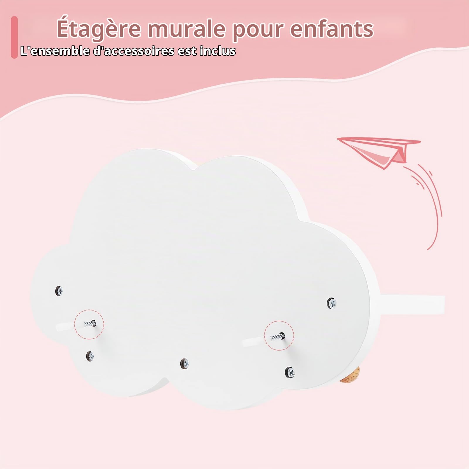 WOLTU Lot de 3 Étagères Murale Nuage, Bibliothèque Enfant, en Forme Nuage