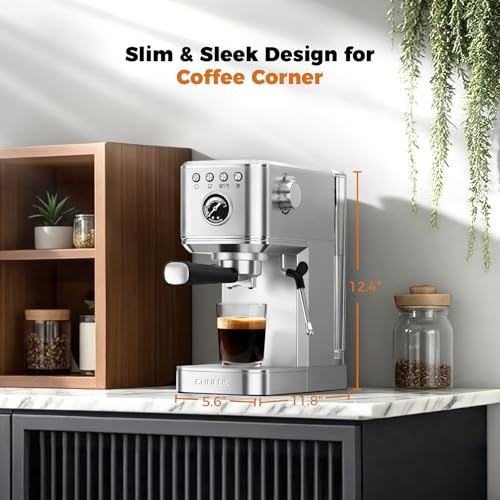 CHULUX Elite Espresso Machine 20 Bar, Compact Stainless Steel Hot and Ice Espresso Coffee Maker with Steam Wand for Americano, Latte, Cappuccino & Home Barista Brewing, Sliver - Image 4