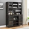 Idealhouse farmhouse coffee bar cabinet with sliding barn doors 70 kitchen hutch cabinet with storage wineglasses rack tall sideboard buffet cabinet for kitchen dining room oak  urban country home decor