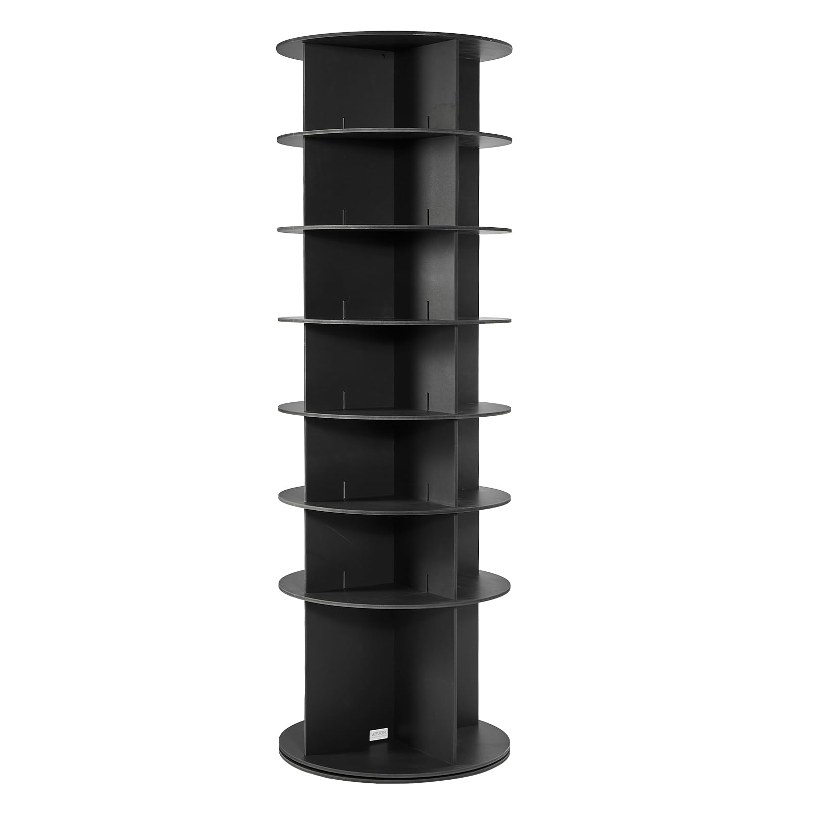 VEVOR Carosello Portascarpe Supporto Girevole a 360° con 598 x 598 x 1805 mm per 28 Paia di Scarpe 7 Ripiani, Salvaspazio, Scaffale per Scarpe per Camera da Letto, Soggiorno, Ingresso, Nero