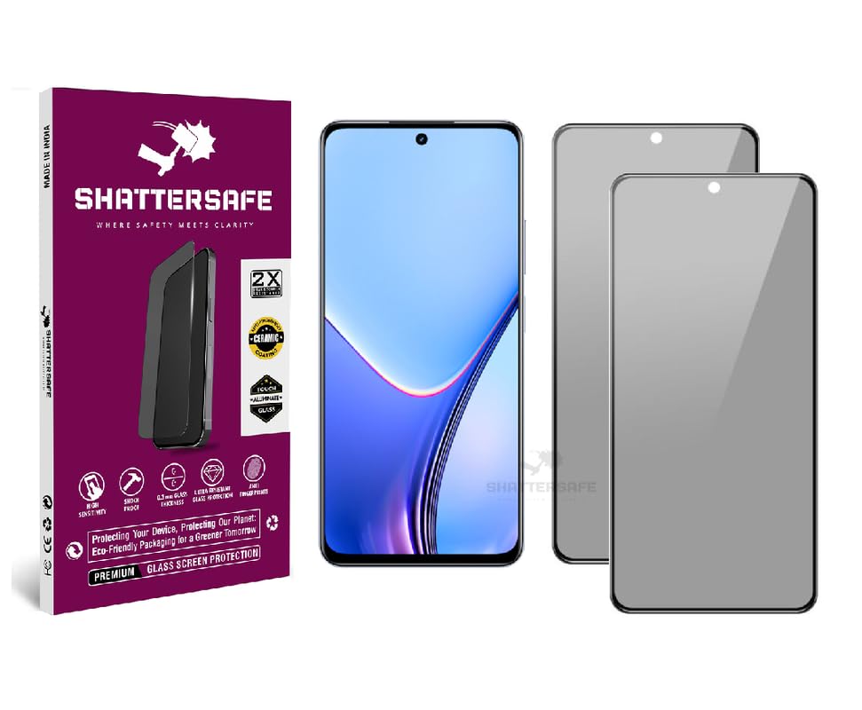 Image of Anti-Spy Privacy Tempered Glass Compatible For Realme 11X 5G / 12 5G / 12x 5G / 13 5G / 14x 5G / C65 5G / C67 5G / C75 5G / P3x 5G [Pack of 2]. Easy Installation Kit.