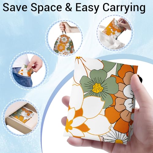 Image of Abstract Flowers Drawstring Gym Bag Orange Adjustable Gymnast Gymnastics Grip Bags for Women