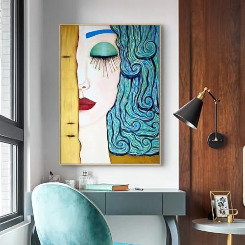 Toile canvas Gustav Klimt Le Baiser impression artistique grand format 80x120cm pour interieur