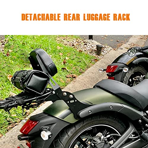 COPART Abnehmbare Beifahrer-Rückenlehne Sissy Bar für Kawasaki Vulcan S 650 VN650 2015-2019 (mit Gepäckträger, Schwarz, Stahl, Kunstleder)