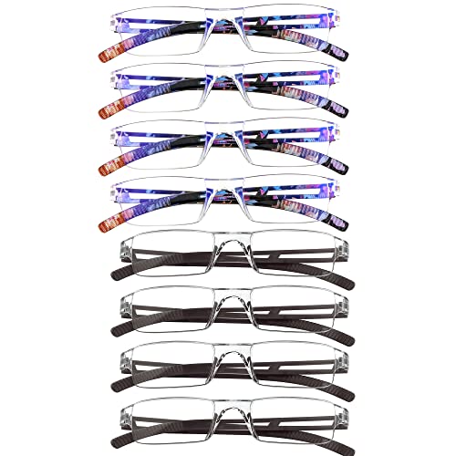Image of 8 Pack Reading Glasses, Blue Light Blocking Computer Reading Glasses for Women and Men, Lightweight Readers (4 Brown+4 Floral,+1.75Magnification)