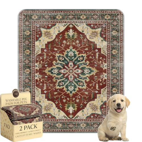 Image of Washable Pee Pads for Dogs,Great Urine Absorbent Reusable Puppy Training Pads,Waterproof,Leak-Proof & Non-Slip Potty Pads for Whelping,Crate,Playpen,Bed.(Red Forest Floral,31 inchx36 inch)
