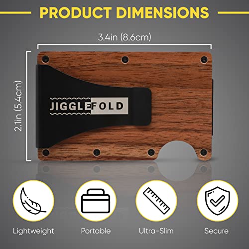 JiggleFold Slim Minimalist Wallet for Men, Front Pocket Credit Card Holder with Money Clip, Rustic Wood Craftsmanship, Lightweight and Portable Travel Use (Dark Brown)2