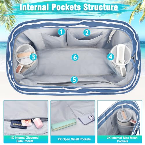 Image of HUANLANG Extra Large Beach Bag Waterproof Beach Totes Bags for Women Men,Pool Bag with Zipper Wet Pocket