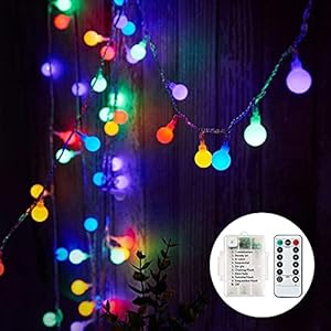 Lichterkette Batterie, 7M 60 LED Globe Lichterkette mit 8 Beleuchtungsmodi, Lichterkette Batterie Wasserdicht für Indoor, Outdoor, Weihnachten (Mehrfarbig)