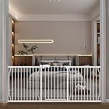 COSEND Extra Wide Baby Gate 30" Tall Extra Wide Pressure Mounted Gate Walk Through White Metal Toddl