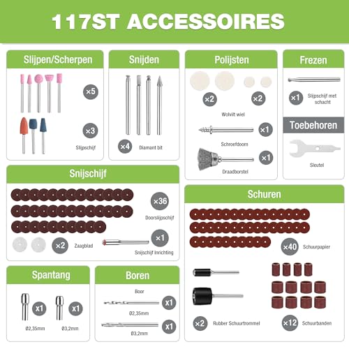 WORKPRO 7,2 V Draadloze Rotatietool Set, Multifunctioneel gereedschap met 117 accessoires - Afbeelding 5