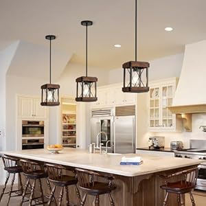 HOXIYA Farmhouse Pendant Light, 2 Pack Rustic Farmhouse Linear Chandelier with Wood and Metal Cage, Kitchen Island Pendant Light Adjustable Height for Dining Room Light Kitchen Island Bedroom HOXIYA Farmhouse Pendant Light 2 Pack Rustic Farmhouse Linear Chandelier with Wood and Metal Cage Kitchen Island Pendant Light Adjustable Height for Dining Room Light Kitchen Island Bedroom