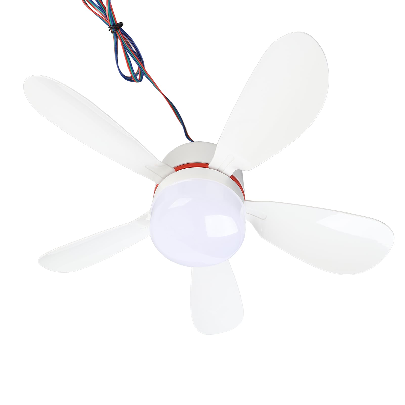 Tragbarer Deckenventilator, LED-Licht und abnehmbare Klingen, 16,5-Zoll-Lüfter, 12-V-DC für Camping, Outdoor und Reisen