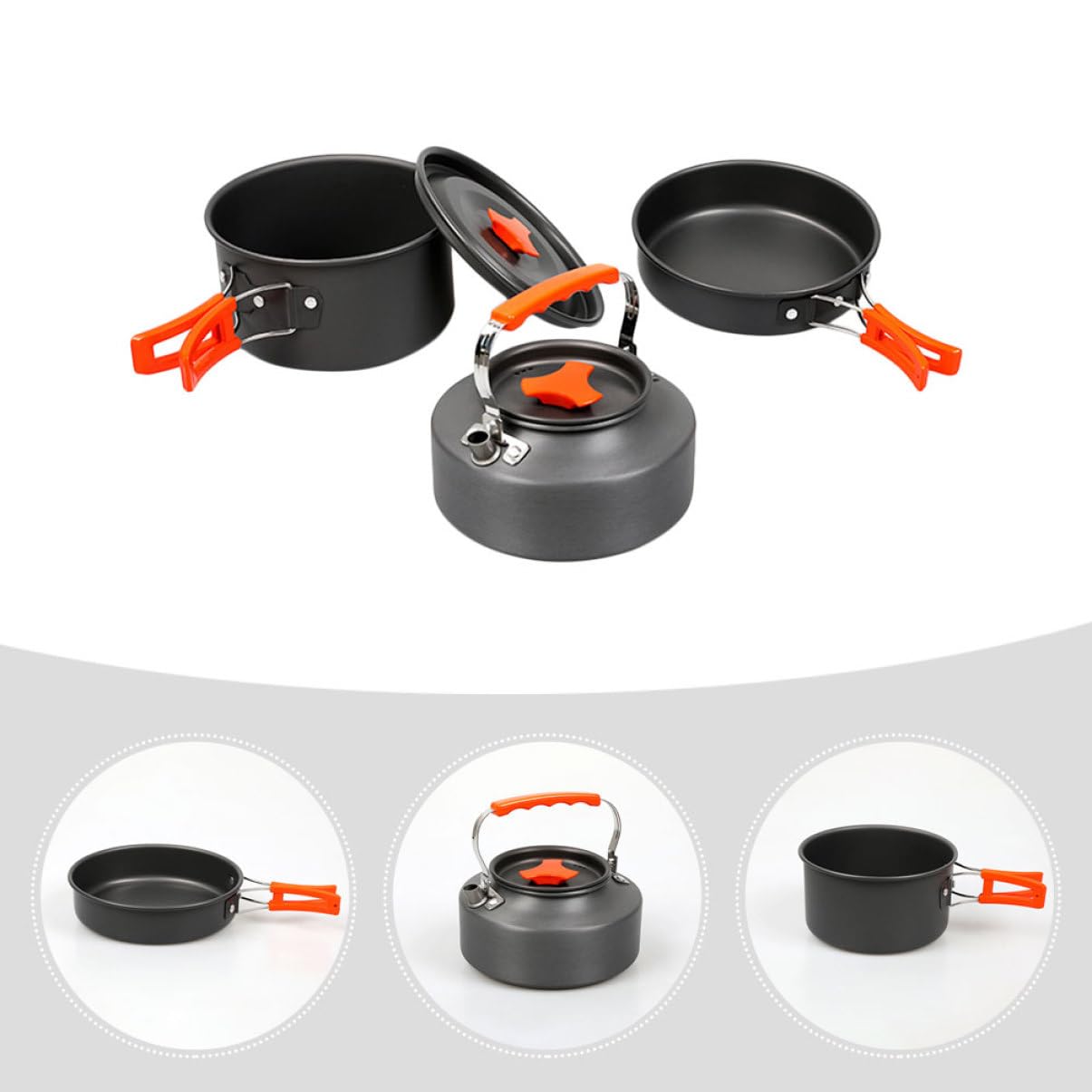 1 Juego Utensilios de Cocina para Camping Sartenes Antiadherentes Kit de Cocción Portátil para Excursiones y Picnics Personas
