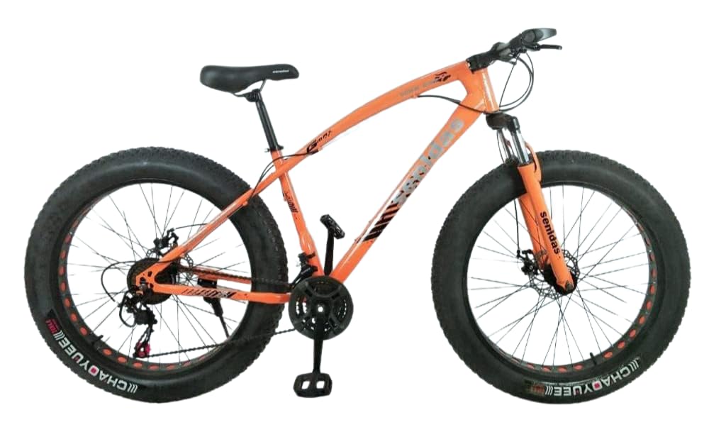 Amardeep cycles Unisex Jaguar Fat Bicycle with Dual Mountain Bike Disc Breaks 21 Shimano Gears 26X4 Inch Tyres (1 Year Frame Warranty) (Orange)-image-21
