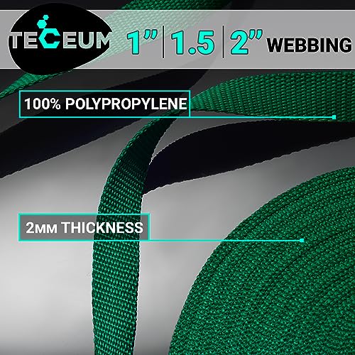 Image of TECEUM 1 Inch Webbing - Emerald Green - 10 Yards - 1 inch Webbing for Outdoors Indoors Crafting DIY nw