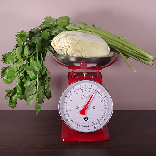 Kitchen Scale White Metal With A Stainless Steel Tray (22-Pound) (RED)