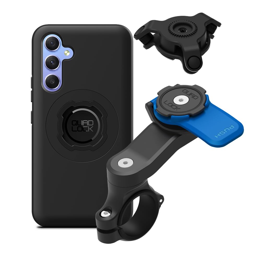 Quad Lock Moto Handlebar Kit with Dampener and MAG Case for Galaxy A54