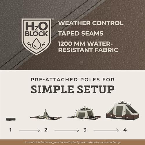 CORE Carpa Instantánea Cabin con Luces LED | Carpa Pop Up Grande para 6 Personas con Bolsas de Almacenamiento para Camping y Aventuras al Aire Libre miniatura 5