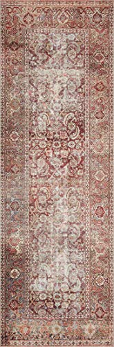 Loloi Layla Collection LAY-11 Cinnamon/Sage 9'-0" x 12'-0" .13" Thick Area Rug, Soft, Durable, Vintage Inspired, Distressed, Low Pile, Non-Shedding, Easy Clean, Printed, Living Room Rug