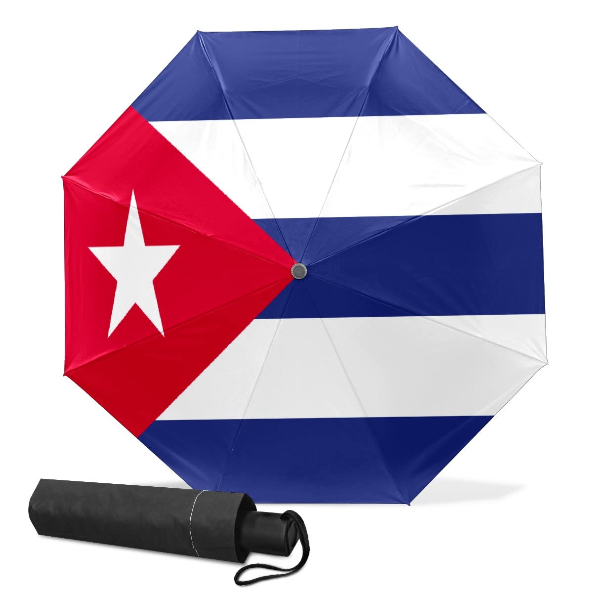 ZGONOHYE Compact Travel Umbrella Cuba Flag Small Folding Sun & Rain Umbrellas Windproof Mini Auto Open & Close Portable Umbrella Parasol for Women Men