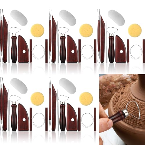 Leriton 40 Pcs Clay Sculpting Tools Ceramic Pottery Tool Kit Air Dry Clay Tools Pottery Carving Tool Kit with Wooden Handles for Modeling, Trimming Adults Beginners Crafting Supplies
