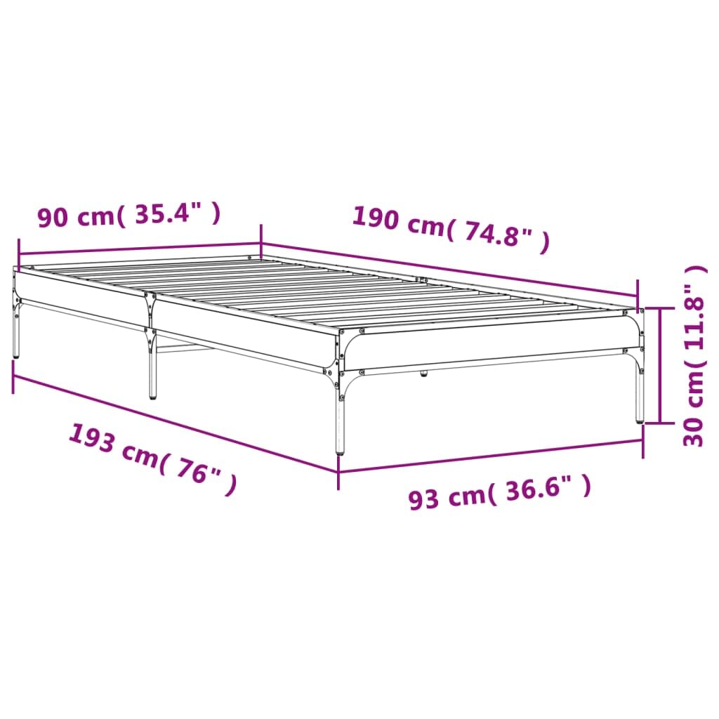 Materiał drewnopochodny ze stabilnymi metalowymi nóżkami Brąz 90x190 cm