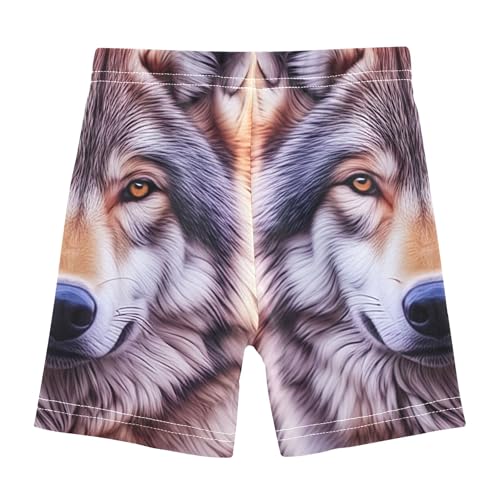 Gray Wolf Wild Animals Sunset Girls' Biker Shorts Toddler 4t Under Dress Shorts Funny Cotton Dance Clothes2