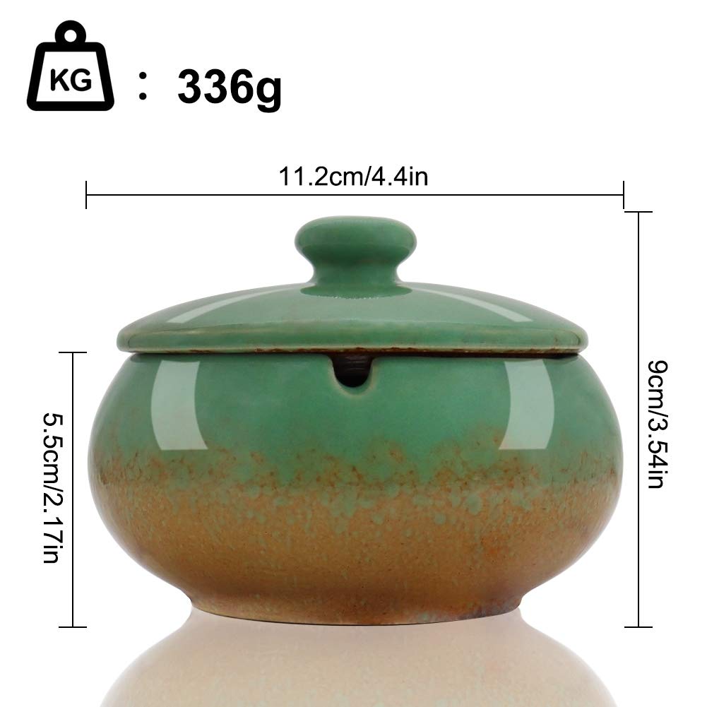 Posacenere Esterno In Ceramica Con Coperchio HONZUEN - Antivento E Antiodore Per Giardino, Balcone O Ufficio, Blu - Foto 6