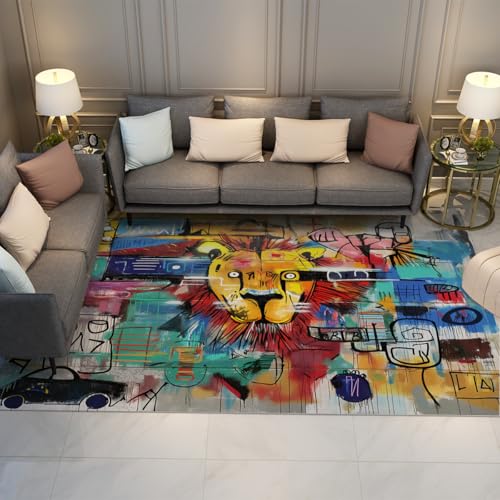 Tapis à poil bas lavable graffiti rue 60x90cm pour salon - 2