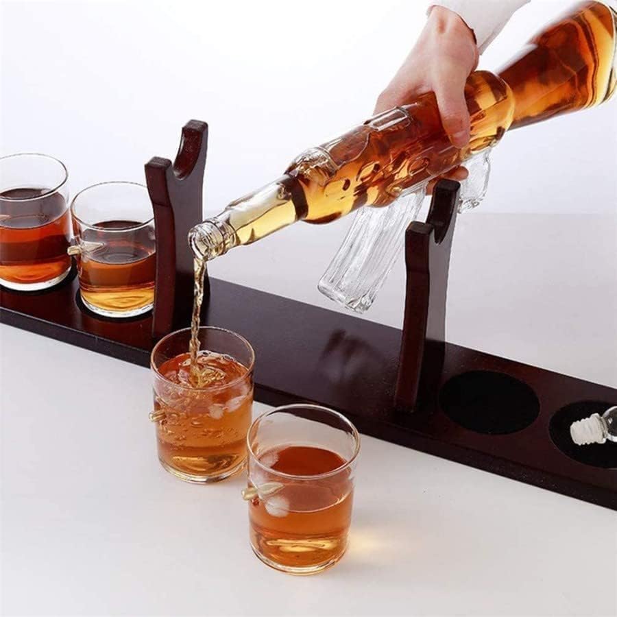 Image of Whiskey Decanter with Antique Crystal Clear (Gun Decanter Set Bullet Glasses)