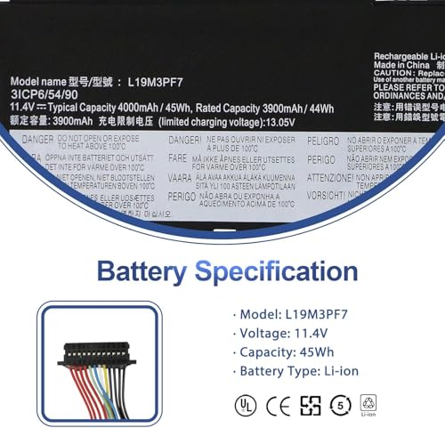 Image of WeFly L19M3PF7 L19L3PF3 L19D3PF4 Laptop Battery for Lenovo Ideapad Gaming 3-15IMH05 3-15ARH05 Ideapad Creator 5-15IMH05 Thinkbook 15P IMH L350 ThinkBook 15P G2 ITH Series L19D3PD9 L19M3PD9