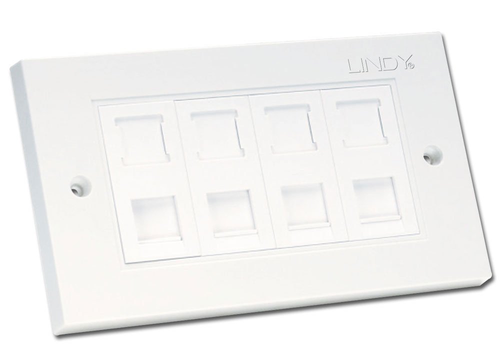 LINDY CAT5e Double Wall Plate with 4 x RJ-45 Shuttered Socket Unshielded