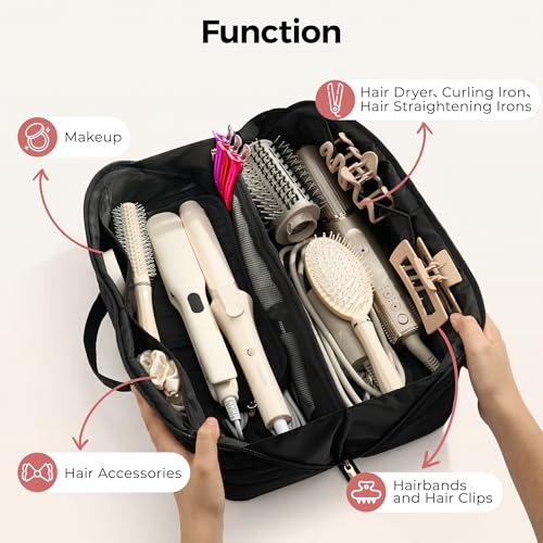 Elviros Travel Hair Tool Organizer for Dyson Airwrap and Shark, Black — view 2
