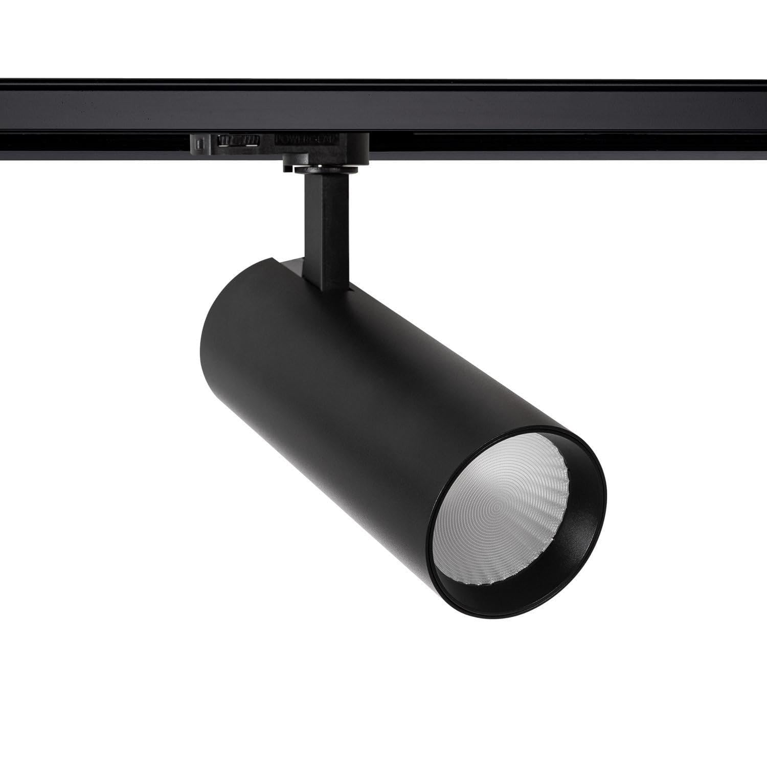 Spot LED sur Rail Triphasé 30W Bertha Noir 3000K Blanc chaud
