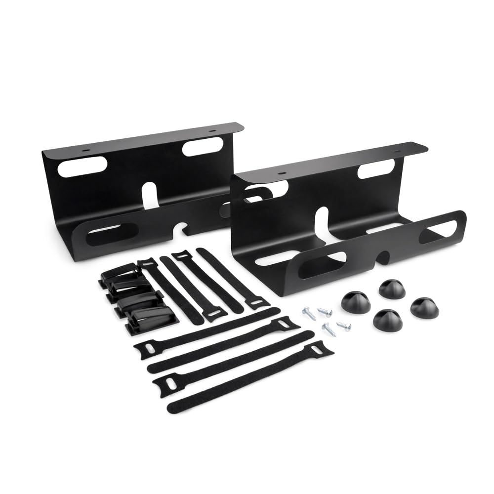 ATM® Pasacables para una gestión ordenada de cables, juego de 2 soportes para cables negros, escritorio de fácil montaje, 25 x 11,2 x 10 cm, pasacables para oficina en casa