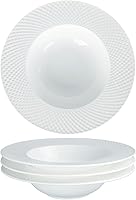 Vista 11 de Cuencos de sopa con borde de cerámica, 8.6 oz, Blanco, 11 pulgadas, Juego de 4 platos pequeños exquisitos para sopa, Platos para pasta con borde