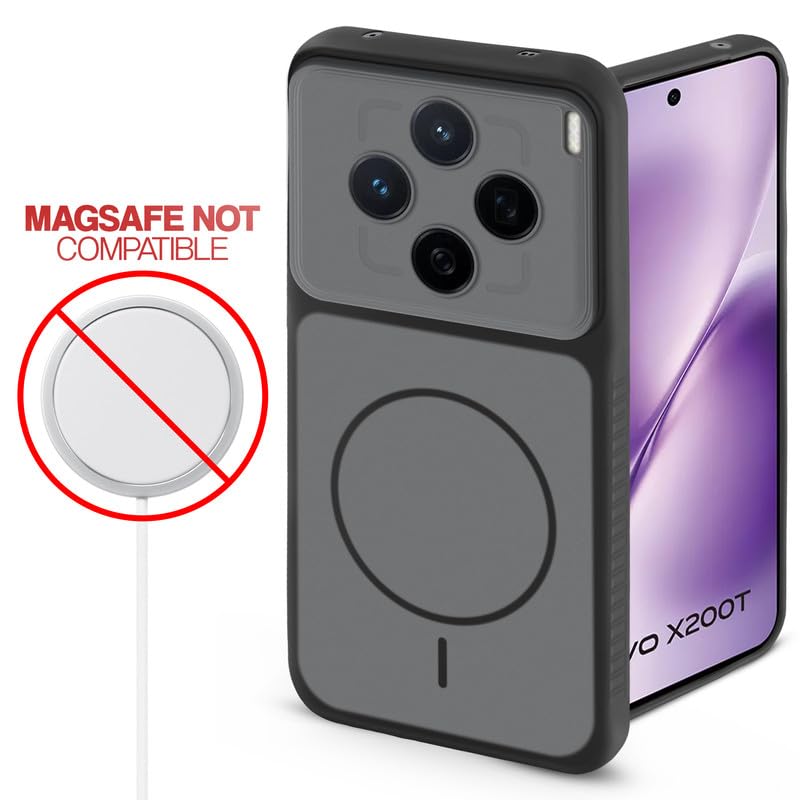 Image of Mr. Case Back Case for Vivo X200T 5G | Ring Design Protective Case with Camera Cut Protection | Anti Slip Grip | Shockproof Mobile Cover - Black