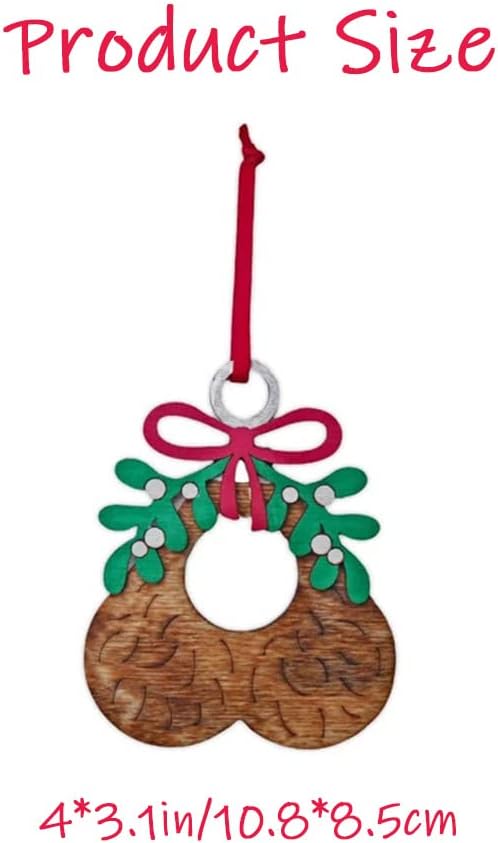 Well Hung Naughty Christmas Ornament - Vintage Funny Wooden Christmas Tree Decor 4x3.1in - Image 2