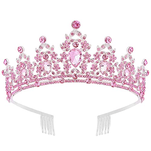 Tiaras para niñas Didder coronas de cristal rosa accesorios para el cabello de mujer