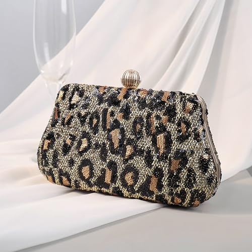 Image of Farcauo Evening Bag Small Clutch Purses Leopard Purse Formal Wedding Handbag for Women Fashion Crossbody Bags With Chain