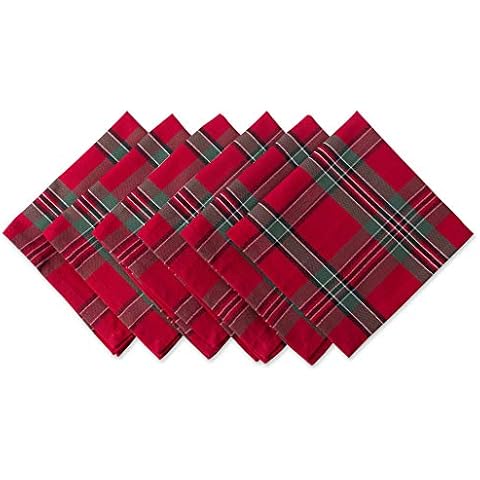 DII Farmhouse Christmas Plaid Dining Table & Kitchen Décor, Holiday Napkin Set, 18X18, Red & Green, 6 Count Cover