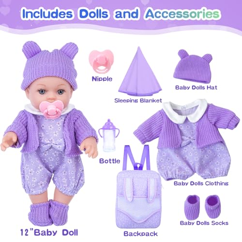 Muñeca bebé con mochila y accesorios de 12 pulgadas miniatura 2