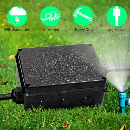 Image of Junction Box, Reserved Holes Electrical Boxes Waterproof IP65 ABS Plastic Electrical Power Cord Enclosure Project Box Black 15.7 x 13.8 x 4.7 inch(400x350x120mm)