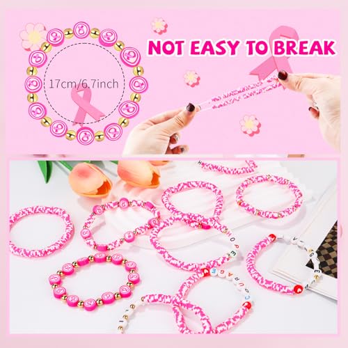 cagulax Breast Cancer Bracelets - Gifts for Women Awareness Accessories - Friendship Inspirational Encouragement Handmade Gifts for Friend Sister3