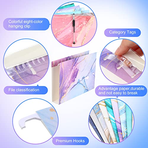 30 Pcs Marble Hanging Folders With Foil Stamping Process, Including Adjustable Tabs And Inserts, Letter Size Decorative Hanging Folders Filing Folders For Desk Office School And Home #TOP2