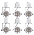 CLOUDY BAY 8W 4000K Cool White Dimmable LED Track Light Head,CRI90+ True Color Rendering Adjustable Tilt Angle Track Lighting Fixture,40° Angle for Accent Retail,White Finish,Halo Type- Pack of 6