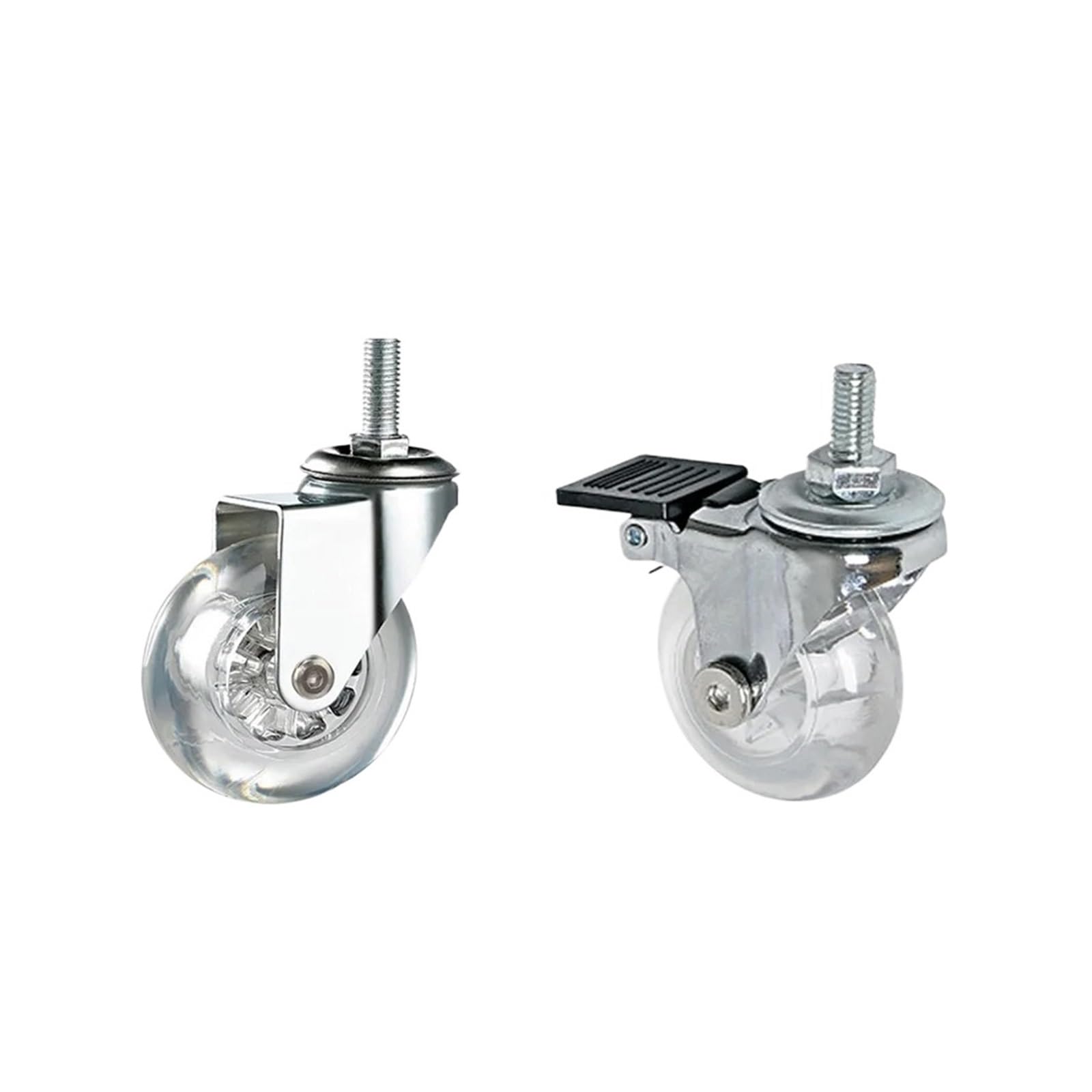 Ruote piroettanti in PU filettate M8 x 15 mm - Ruote industriali silenziose e Resistenti da 1,5/2 Pollici per carrelli, banchi da Lavoro e mobili - Rulli universali per Una Mobilità fluida