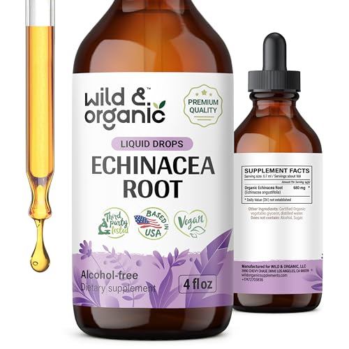Wild & Organic Echinacea Drops - Immune Support Supplement W/Echinacea Root - Alcohol-Free Echinacea Liquid For Immune Defense - Echinacea Herbal Supplements cover